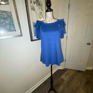 NEVER WORN **NWOT** ROYAL BLUE XL RUFFLE SLEEVE BLOUSE